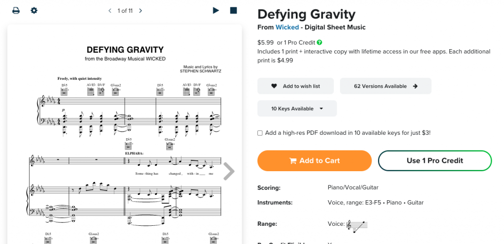 Buying sheet music from musicnotes.com